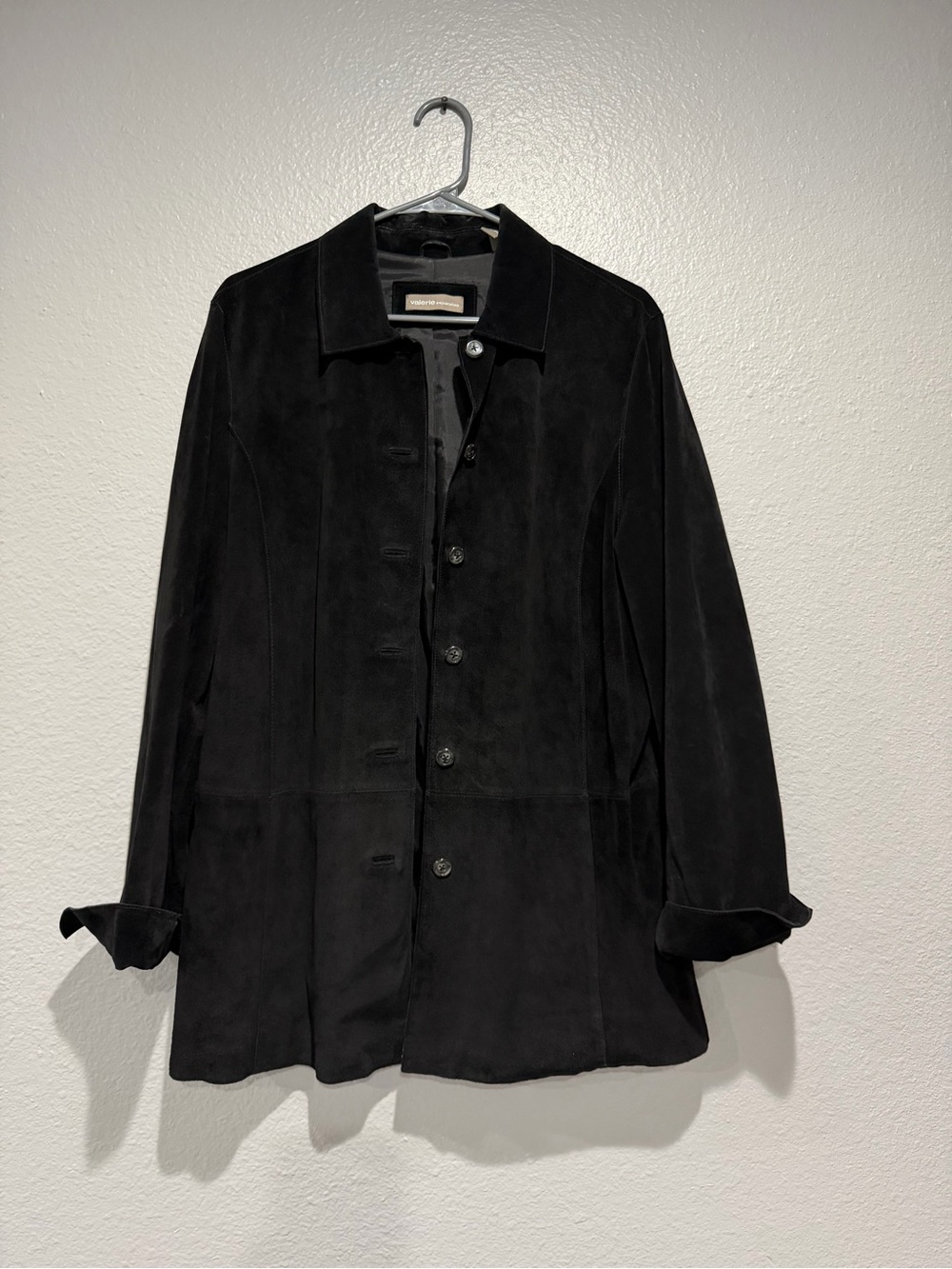 Valerie Stevens Black Suede Leather Blazer Jacket XL